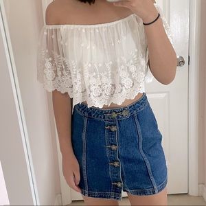 White Floral Off the Shoulder Top